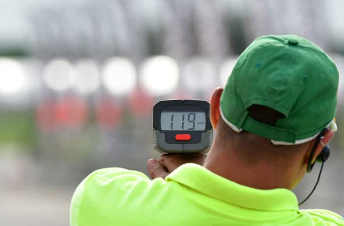 Speed gun technology used to check ball speed